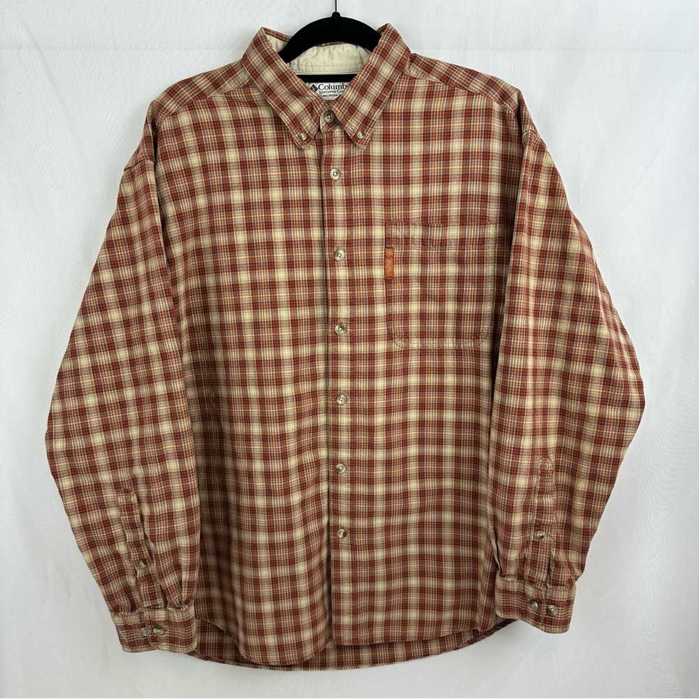 Columbia Men’s Button Down Long Sleeve Plaid  Shirt Size Large